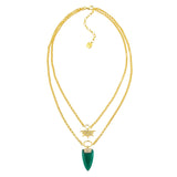 emerald green, double chain necklace