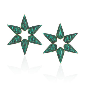 Cleofe Star Earrings in emerald green zirconia.