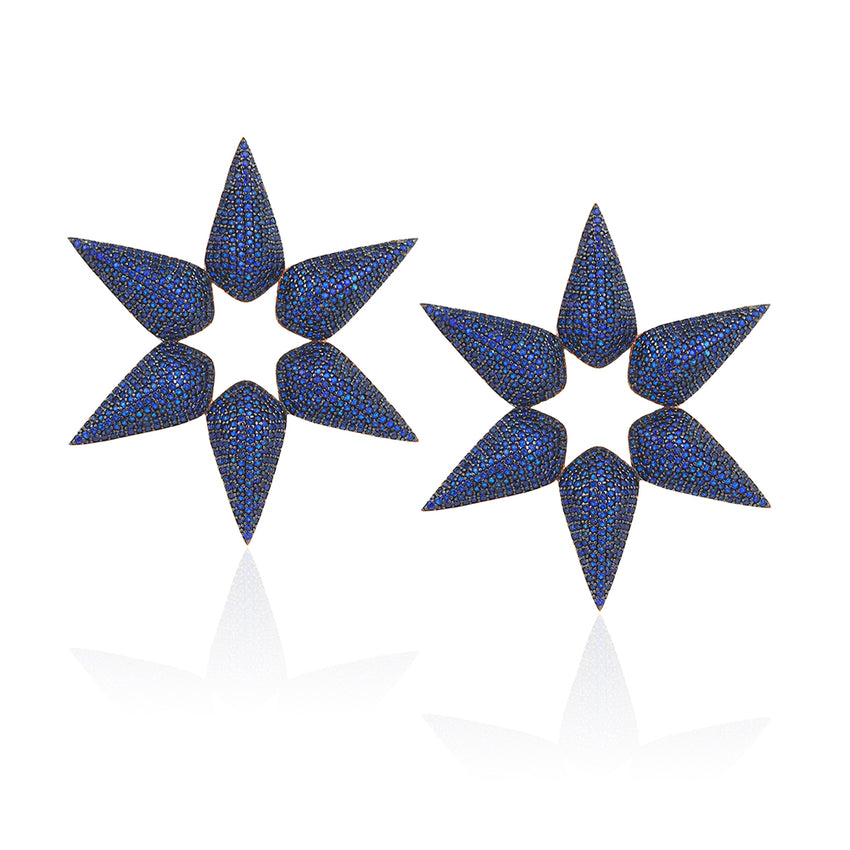 Cleofe Star Earrings in Sapphire blue zirconia.