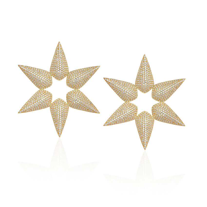Clèofe Star earrings in yellow gold plated.
