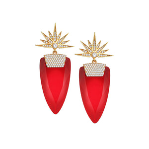 Ruby red earrings.
