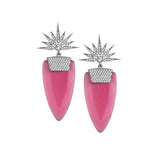 Pink Quartz earrings with silver details.