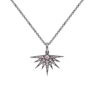 Black Rhodium plated necklace with Rose Quartz.