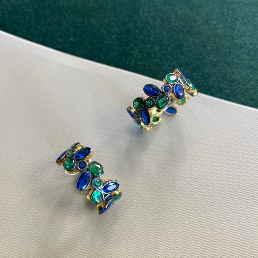 Cultured Emerald & Sapphire silver ring
