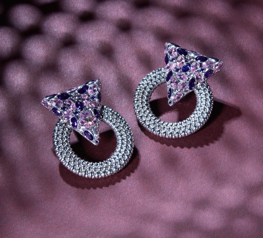 statement earrings adorned with cultured Amethyst.