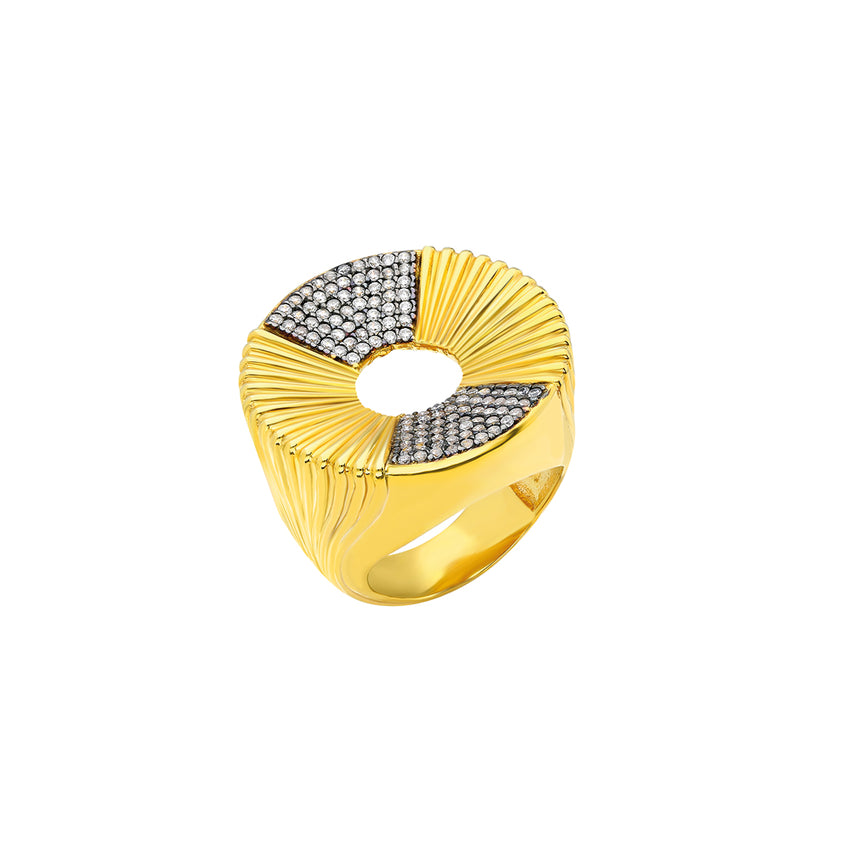 sterling silver ring in gold plated, inspired by bold and beautiful Greek columns and amphitheatre