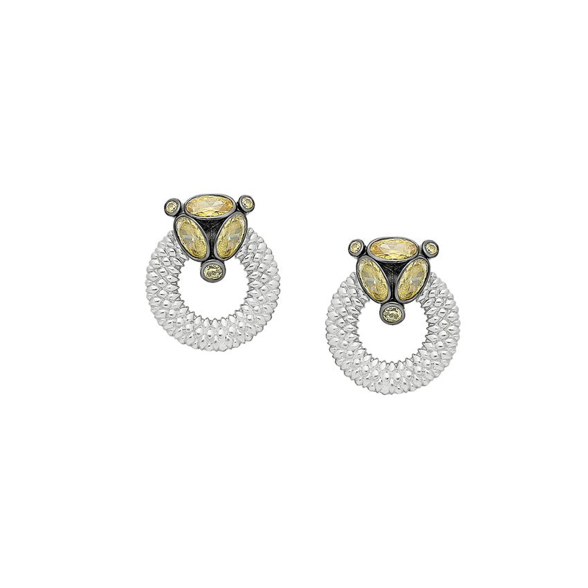 Yellow quartz gemstone earrings