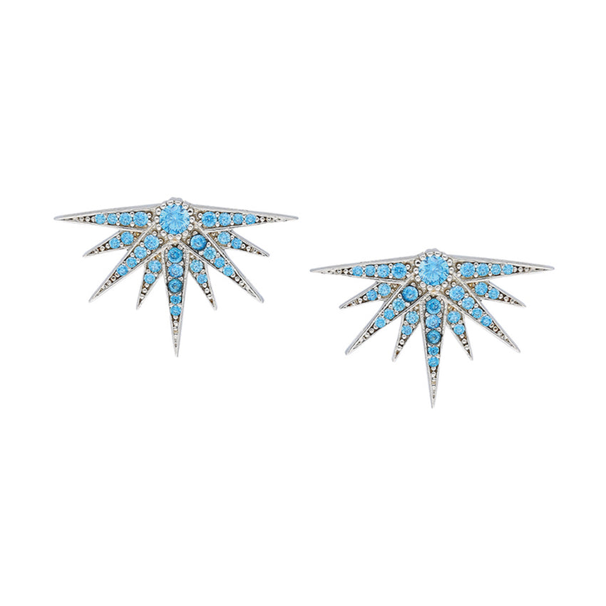 Silver stud Earrings with blue quartz.