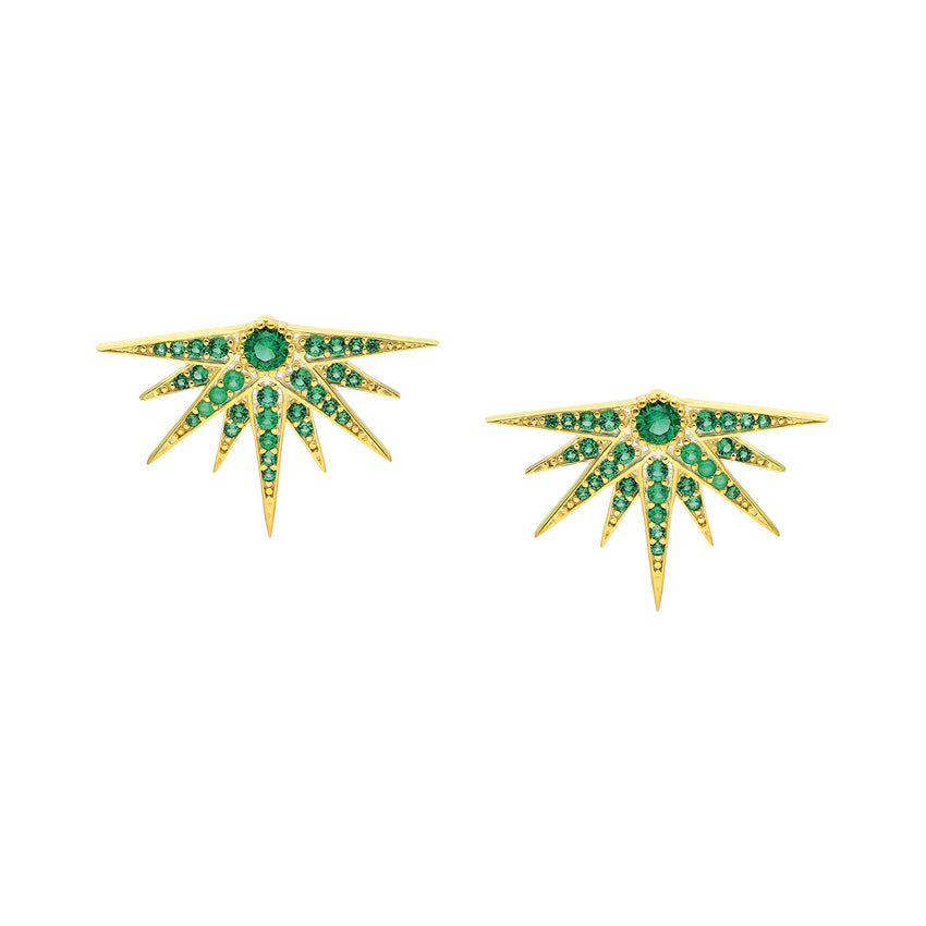 Delicate stud earrings with Cultured Emerald stones.