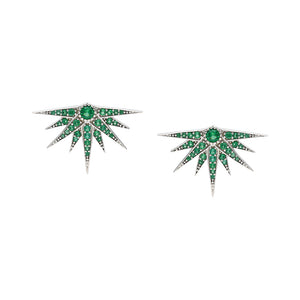 Hera stud Earrings adorned with Cultured Emerald stones from SS20 collection.