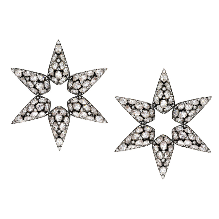 Black Rhodium Statement Star Earrings.
