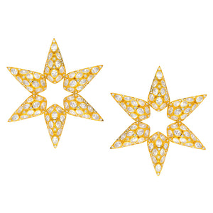 statement star earrings in gold plated