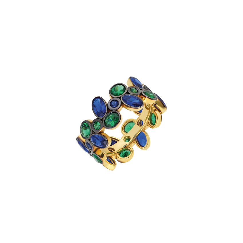 Cultured Emerald & Sapphire ring