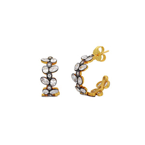 Small gold hoop earrings adorned with Zirconia.