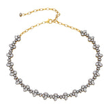 full stone choker necklace in yellow gold plated.