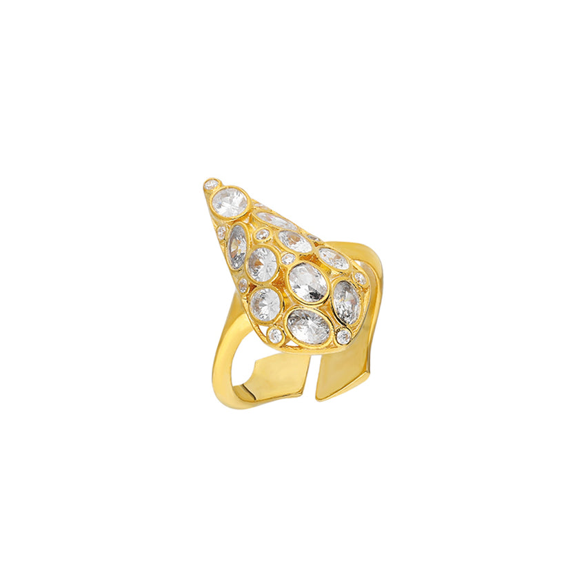Sterling Silver, adjustable ring in 24k yellow gold plated.