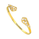 beautiful sterling silver, cuff bracelet in gold plated with high quality cubic zirconia.