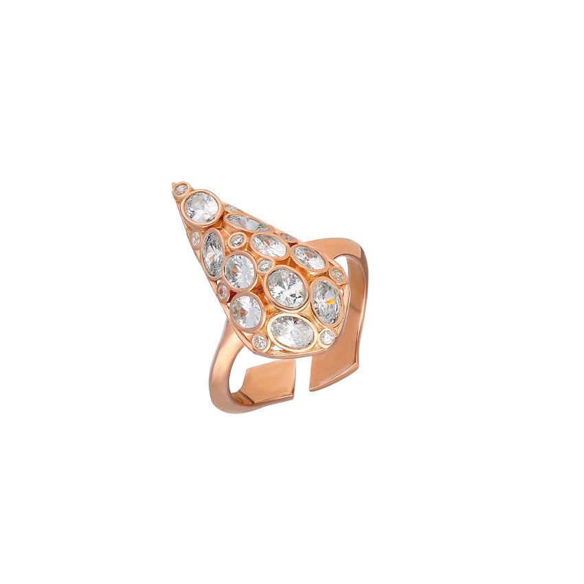 Sterling Silver, adjustable ring in rose gold Plated.