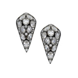 Sterling Silver stud Earrings in the black rhodium plated with white zirconia.