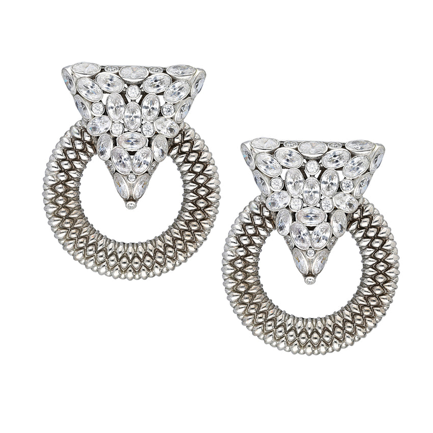 Casa Milla Inspired silver earrings in the 18K white gold plated.